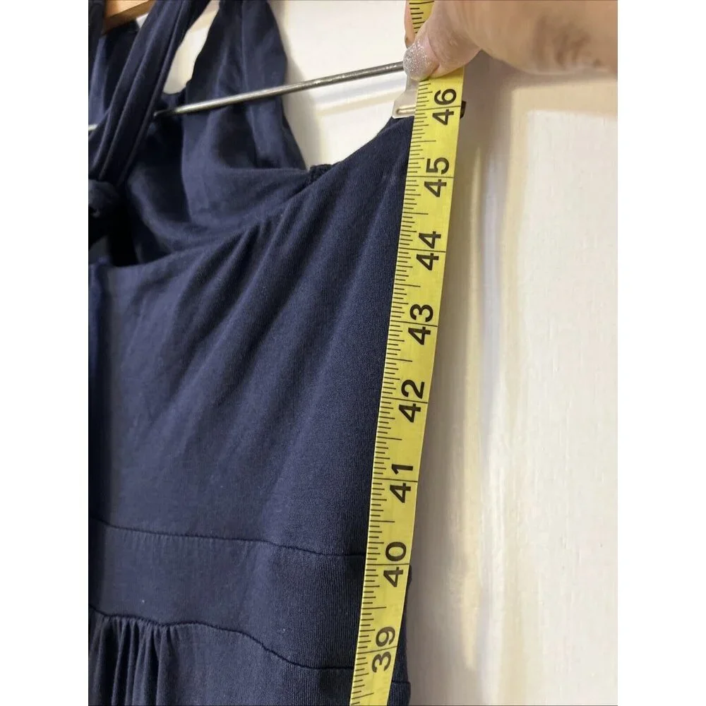 Boden Halter neck Sz Us 4p Navy Blue Maxi Evening Party Dress  Pleated Open Back